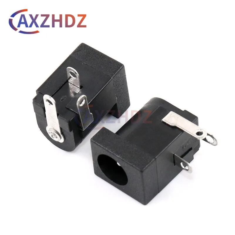 10PCS Black DC-005 DC Power Jack Socket DC Connectors Supply Barrel-Type Right Angle PCB Mount Terminal  5.5x2.1mm 5.5X2.5MM