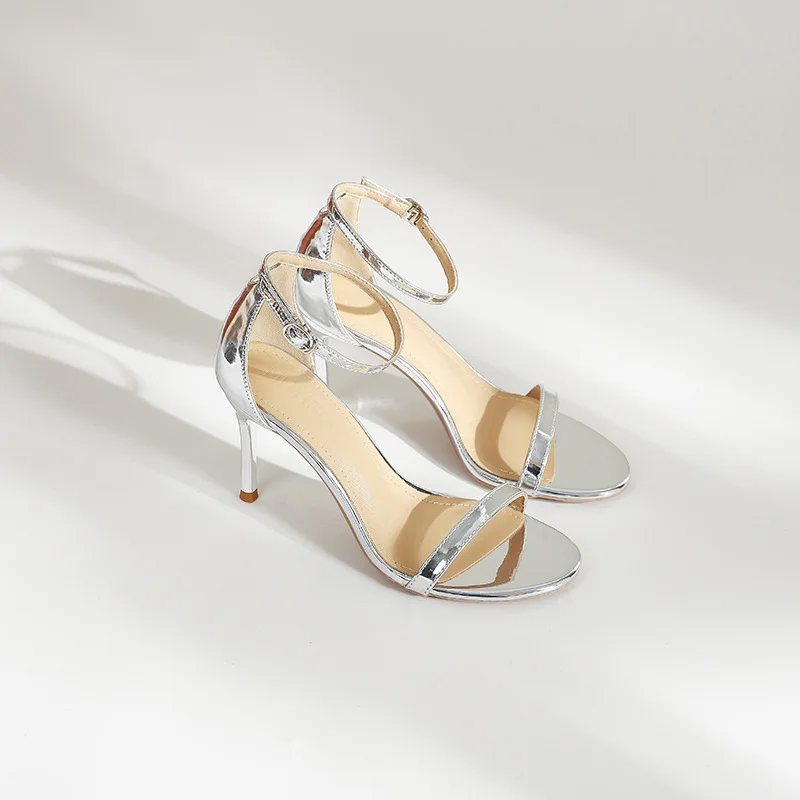 Women's Sandal Height-Increasing Single-Strap Versatile High-Heeled Sandals for Women Available in leather suede mirror finishes