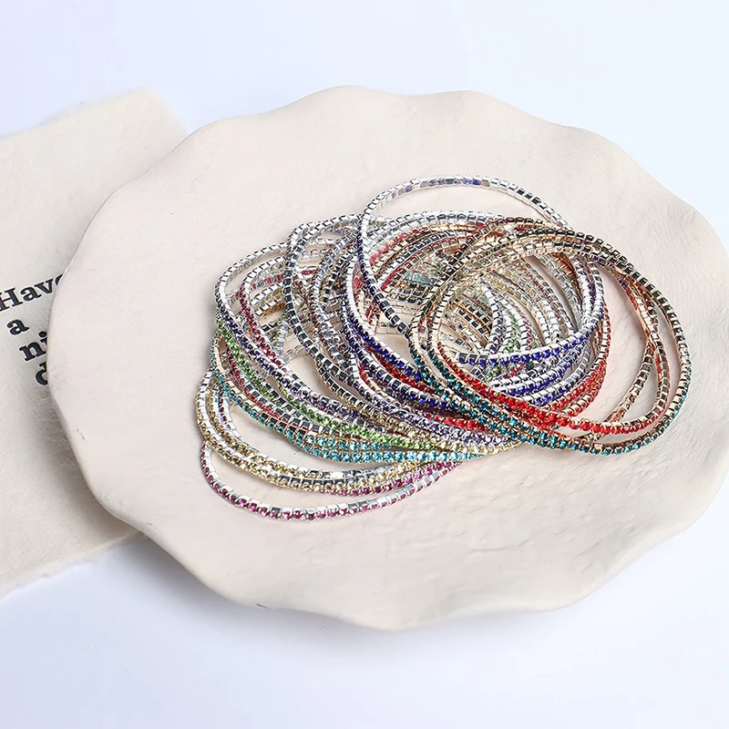 5 stücke Mode Kristall Strass Stretch-Armband Für Frauen Elastische Armband Hochzeit Armbänder Täglichen Weiblichen Schmuck Zubehör – Detail 6