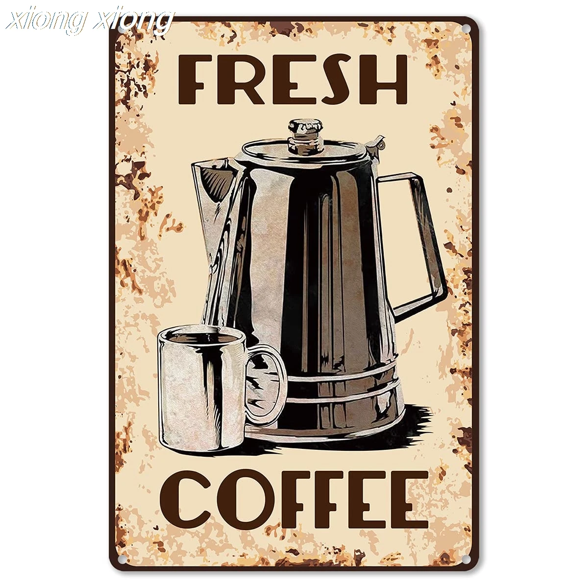 Coffee Quote Metal Tin Sign Wall Decor Retro Fresh Coffee Tin Sign for Office Home Coffee Bar Decor Gifts for Women Men Friend