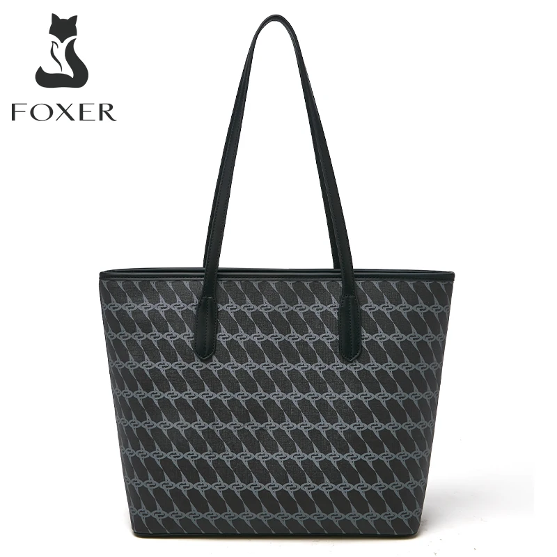 FOXER Brand Women\' High Capacity Handbag Fashion Commute Shoulder Bag PU Leather Big Size Travel Top-Handle For Lady Office Tote