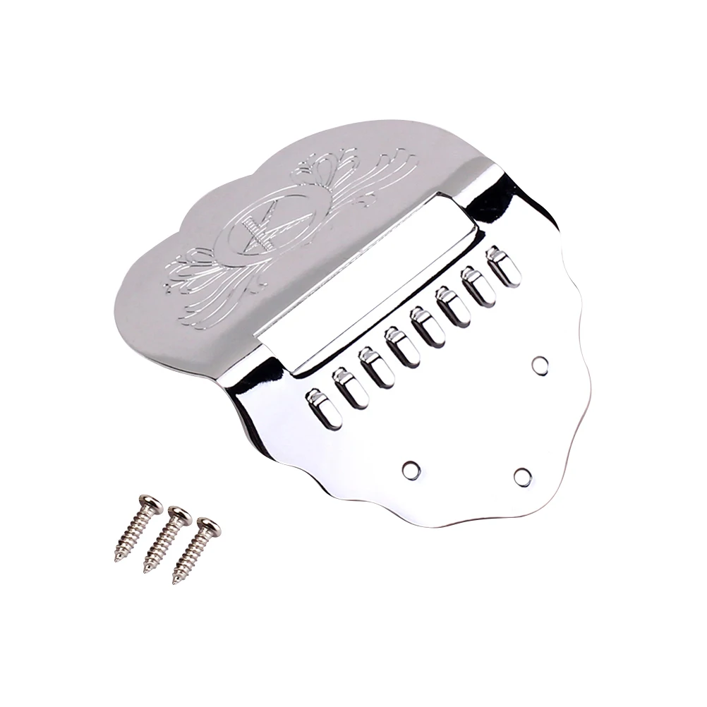 

8 String Mandolin Tailpiece Metal Silver Scalloped Electric Guitar Durable High Grade Improved Tone Volume Sustain