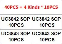 40PCS = 4 Kinds * 10PCS UC3842 UC3843 UC3844 UC3845 SOP Each 10PCS Kit (12-26)