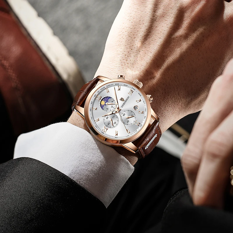 LIGE Men Watch Luxury Leather Waterproof Sport Quartz Wristwatch Chronograph Military Watch for Men Relogio Masculino Men‘s Gif