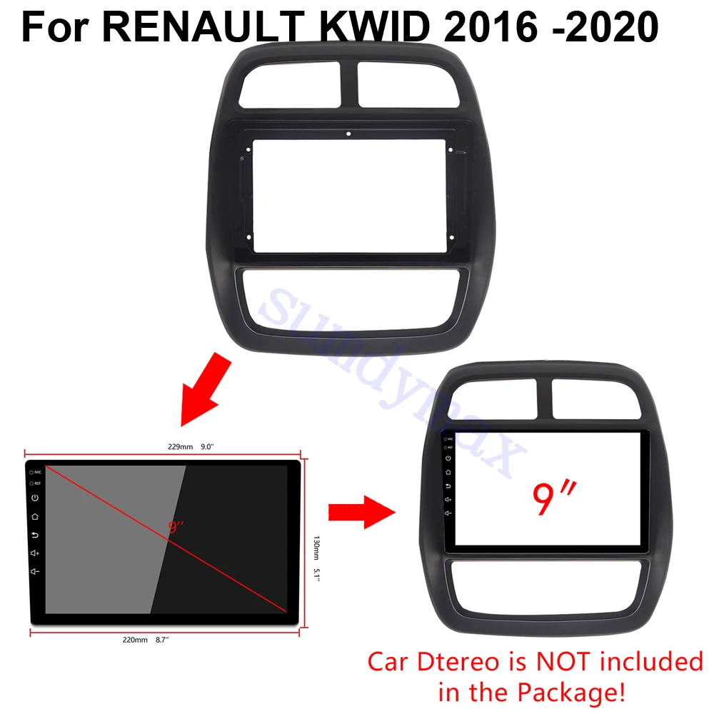 9 Inch Car Frame Fascia For RENAULT KWID K-ze Kze Dongfeng Fongon 2016 -2020 car Radio Audio Dash Fitting Panel Kit