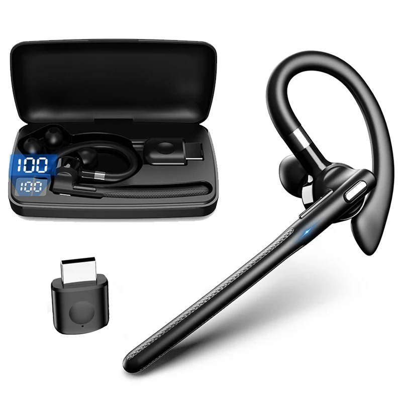 

Bluetooth Earphones Ear-hook Headphones HD Call Noise Canceling Wireless Business Headset With Dual Mic For All Smart Phones