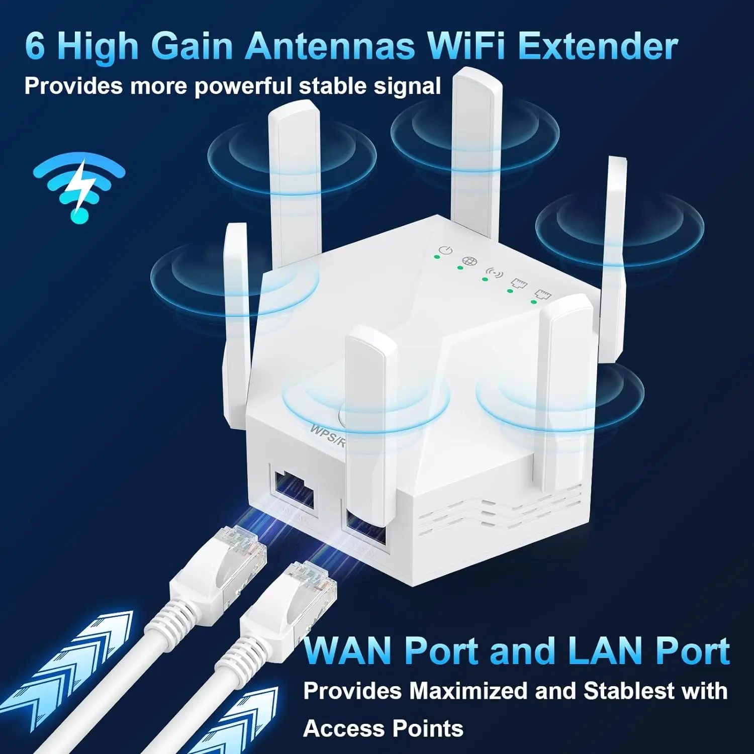 Imagem -03 - Extensor Wifi de Banda Dupla para Casa Poderoso Impulsionador de Sinal 5g 2.4ghz Repetidor de Internet sem Fio Antenas