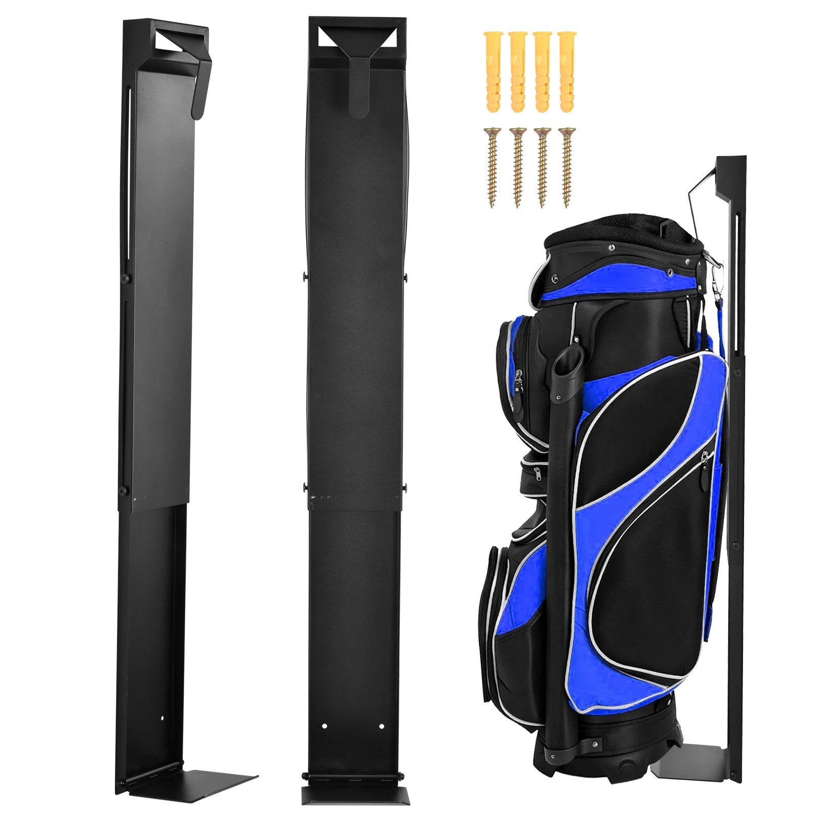 Golf Bag Rack, 110 lb Load Wall Mount Golf Bag Rack with Durable Alloy Steel Construction, Ideal for Garage, Shed, and Basement Organization