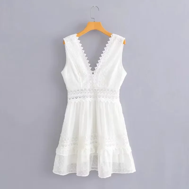 

2025 new women summer fahsion mini white dress high quality mini dress