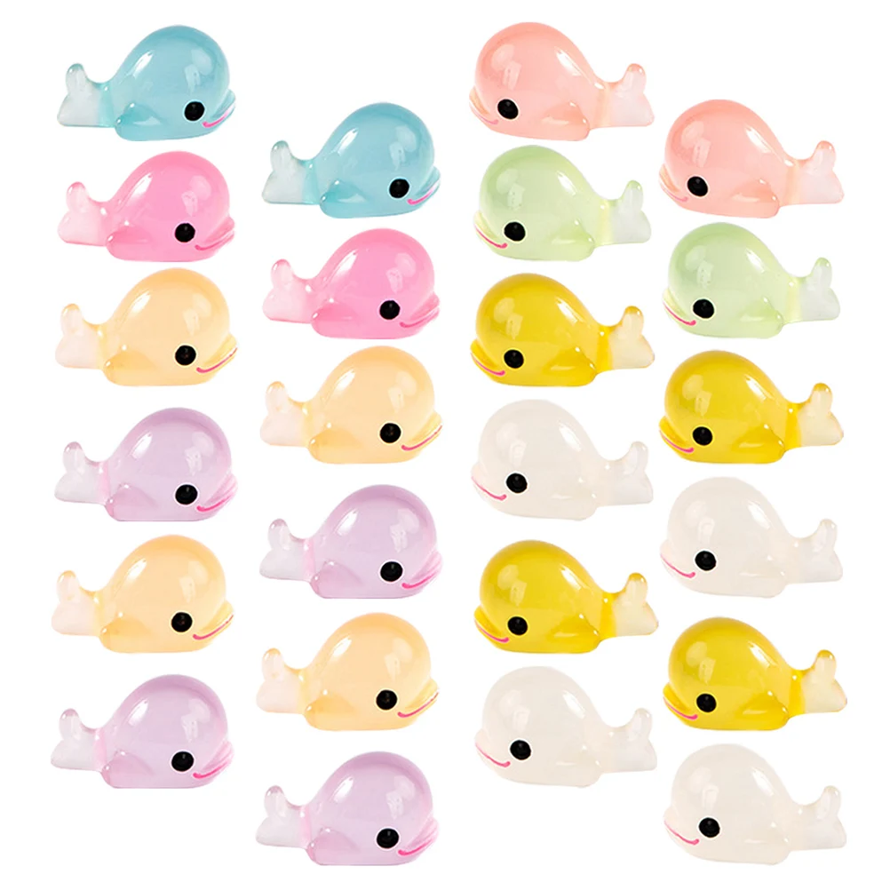 

40Pcs Luminous Dolphin Decor Miniature Resin Animals Bulk Landscape Bonsai Decoration Night Glow Dolphin Ornament