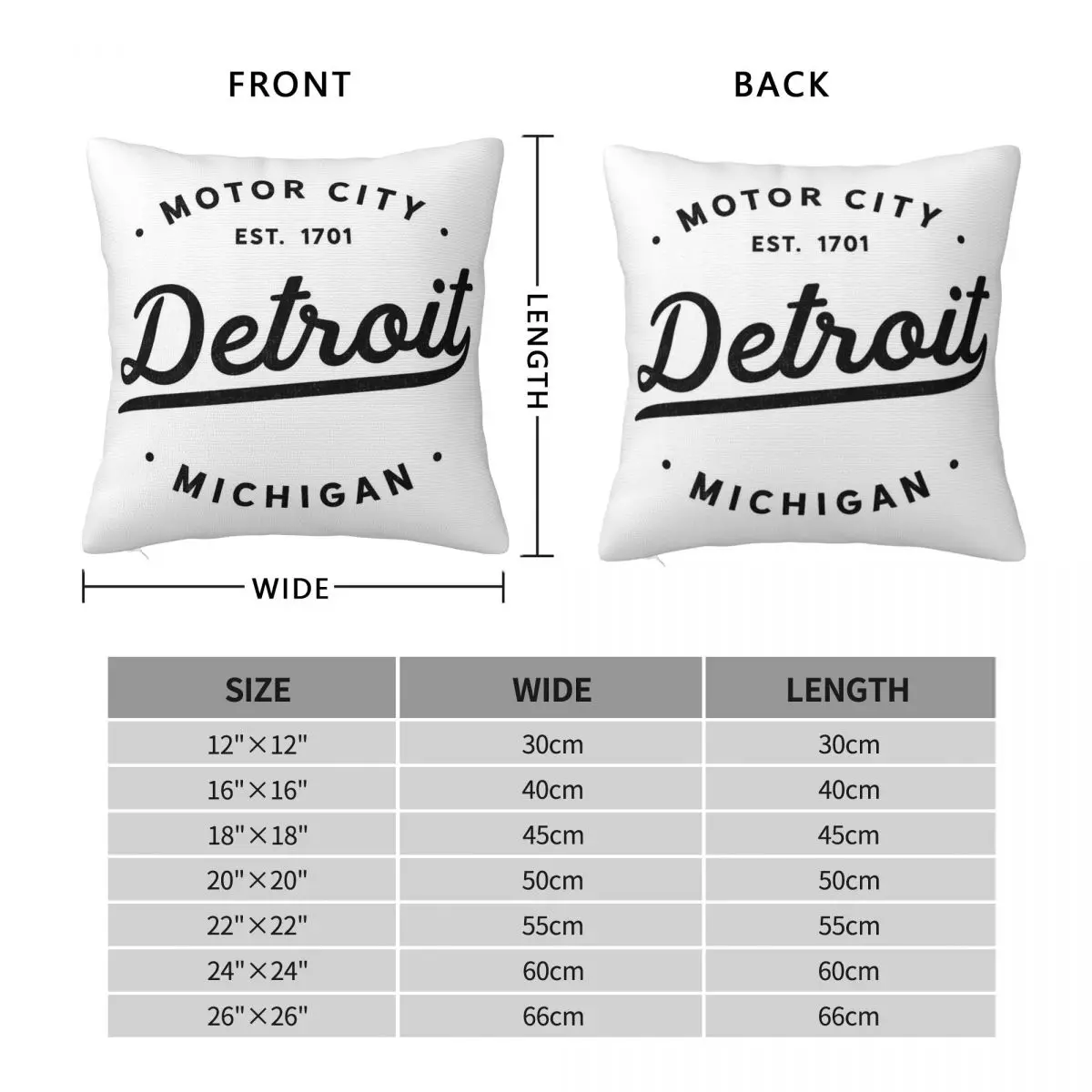 Detroit Michigan Motor City Classic Pillowcase Polyester Linen Velvet Pattern Zip Decor Throw Pillow Case Sofa Cushion Cover 18
