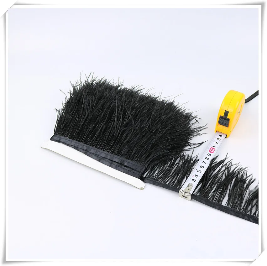 1M 5M 10Meter Black White Ostrich Feather Trims 8-10CM Natural Ostrich Feather For Craft Ribbon Fringe Dress Party Clothing