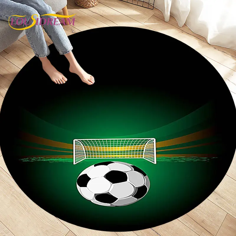 

3D Cartoon Soccer Football Circle Area Rug Large,Round Carpet Rug for Living Room Bedroom Sofa Decoration,Kids Play Floor Mat