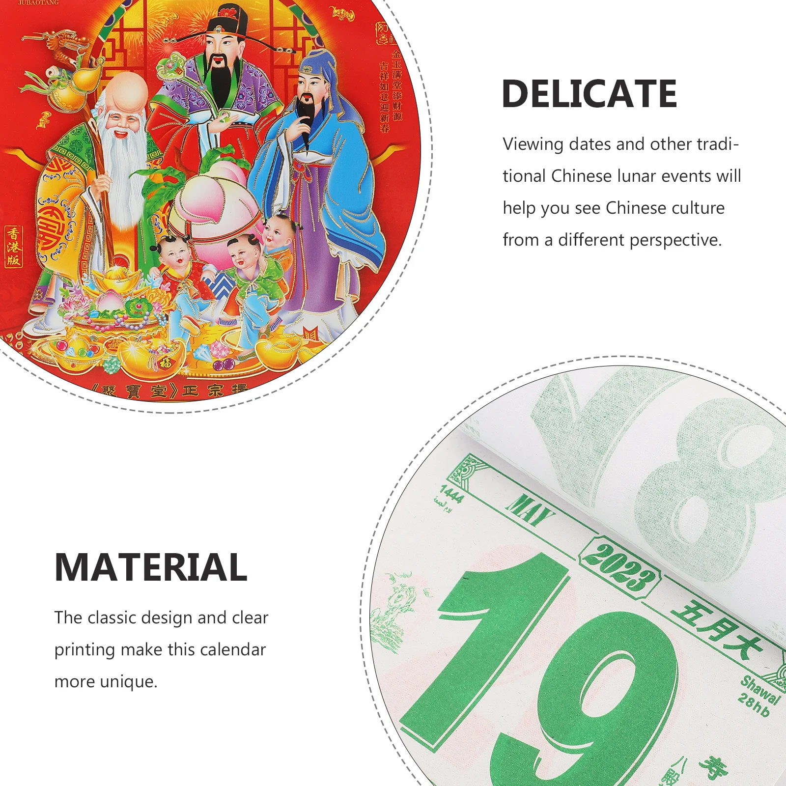 

Year of The Rabbit Calendar Decoration Home Lunar Decorative Wall 2023 Paper Traditional Tearable Chinese