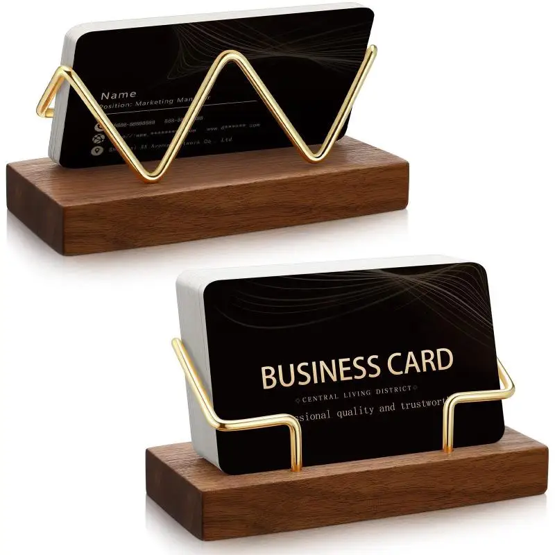 【A8】Wooden Business Card Holder Organizer Office Desk Display Stand Tabletop Home Storage Accessories view 2