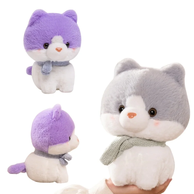 Simulated Cute Gentleman Cat With Scarf Plush Toys Home Decor Birthday Gift High Quality Soft Fabric Stuffed Creative Doll