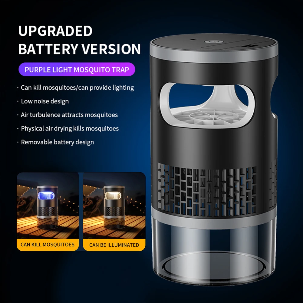 

Electric Mosquito Killer Lamp Outdoor Rechargeable Electric Zapper with LED NightLight Mosquito Trap for Outside Backyard Garden