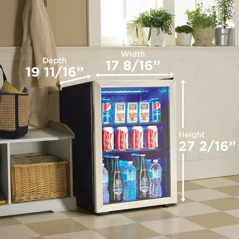 95 Can Beverage Center 2.6 Cubic Feet Refrigerator for Basement Living Room Beverage Cooler Perfect for Soda Water Black