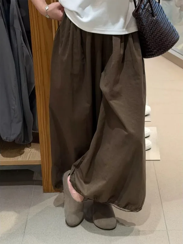 

plus Size Loose High Waist Summer Casual Pants Women's Wide Leg Pants Comfortable Lazy Style Fashionable Slimming Hip Covering