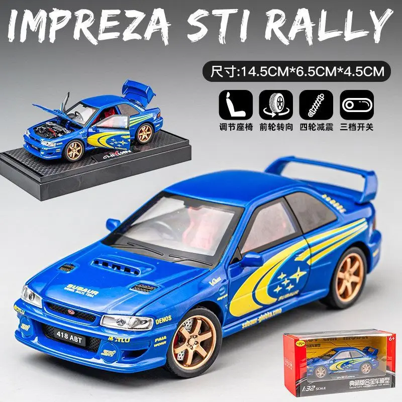 1:32 Alloy Car Model For Subaru Impreza Rally Car Diecast Racing Vehicle With Pull Back Sound Light Collectible Gift For Fans view 6