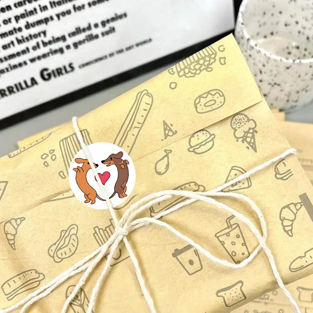 500 ชิ้น/ม้วนสุนัขดัชชุนด์สติกเกอร์กันน้ำสำหรับแล็ปท็อปกระเป๋าเดินทางสัตว์น่ารักการ์ตูนรางวัลมือบัญชีเทปซีลป้าย