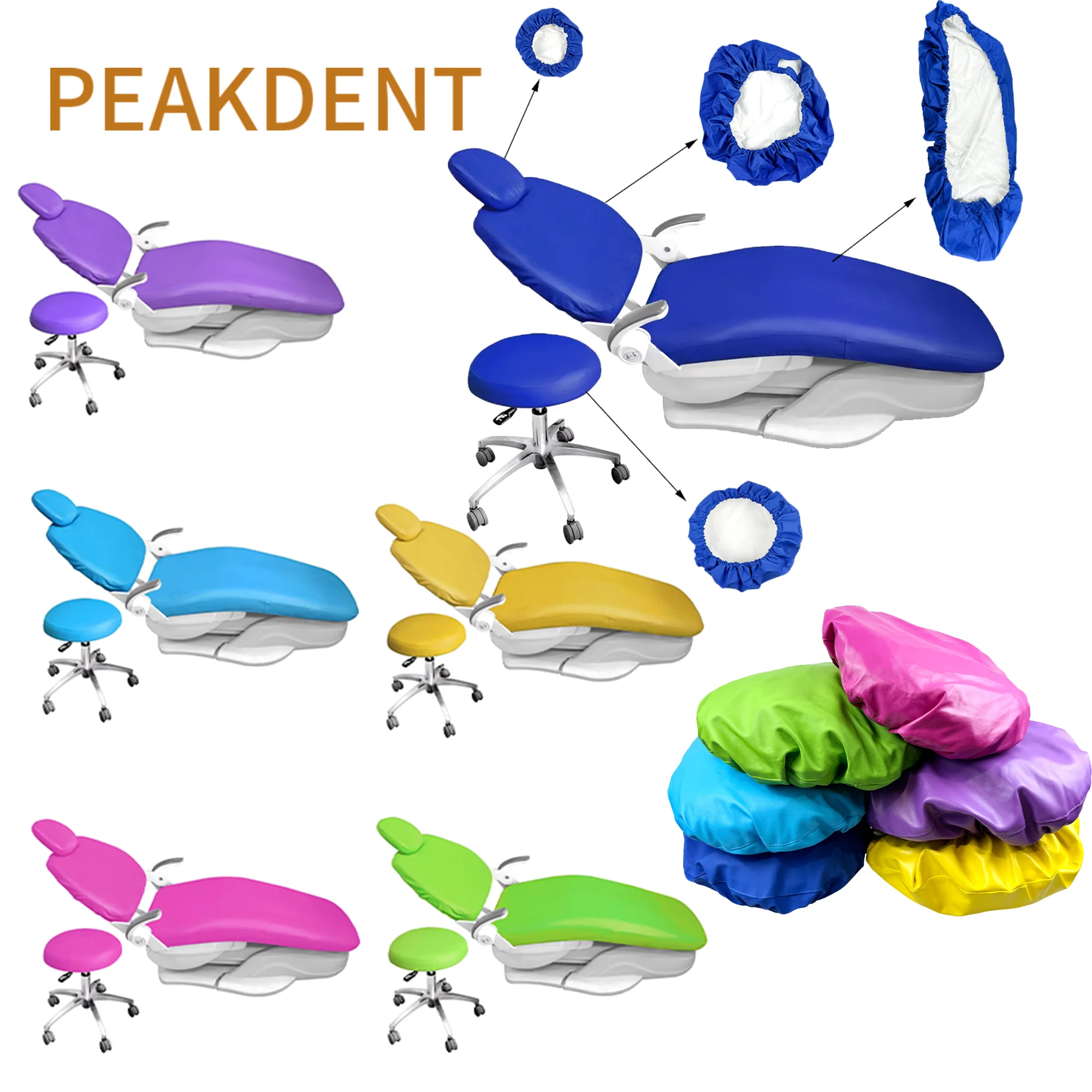 

4Pcs/Set Dental Chair Seat Cover Unit PU Leather Elastic Waterproof Protective Protector Case Dentistry Accessories Tool