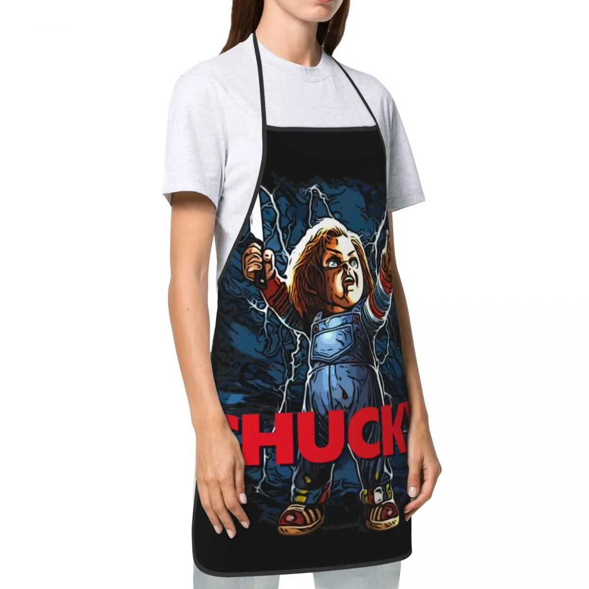 Chucky Apron Oil & Water Resistant Adjustable Neck Strap Child's Play Doll BBQ Aprons for Men Women Chef