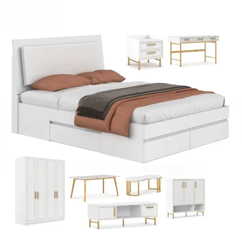 Queen Bedroom Furniture Set Wooden Style Hotel Set 1.5m Highlight Furniture Bedroom Set