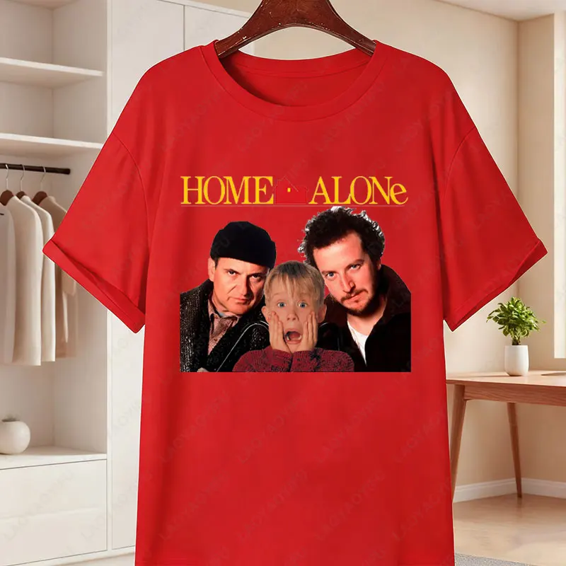 Trend Home Alone Film Baumwolle T-Shirt Vintage Kevin McCallister & Gang Facepalm Grafik T-Shirts Klassische Weihnachtsfilme Herren Shirts