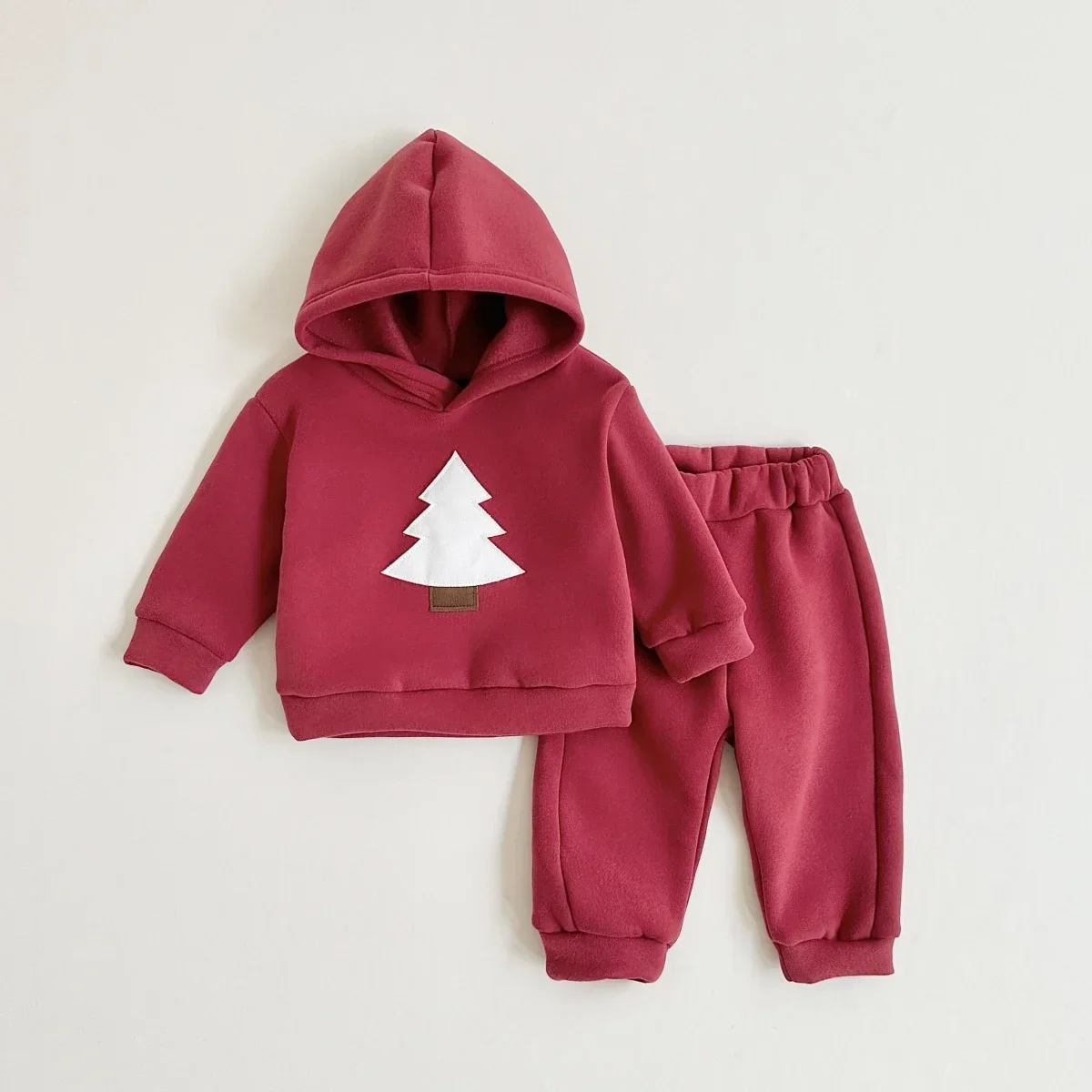 Newborn Clothes New  Boy Girl Baby Long Sleeved + Pants  Cartoon Small Tree Cotton Hooded  Winter Casual Set Warm Thick Style