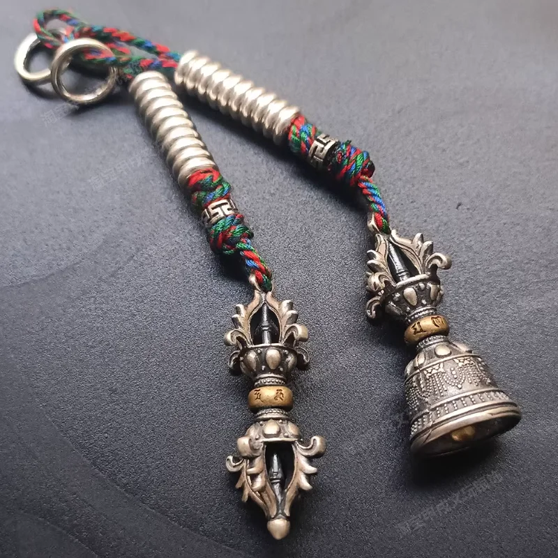 

925 Sterling Silver, Exquisitely Crafted, Tibetan-Style Aged Coefficient, Side-Hanging Cultural Play Counting Accessory