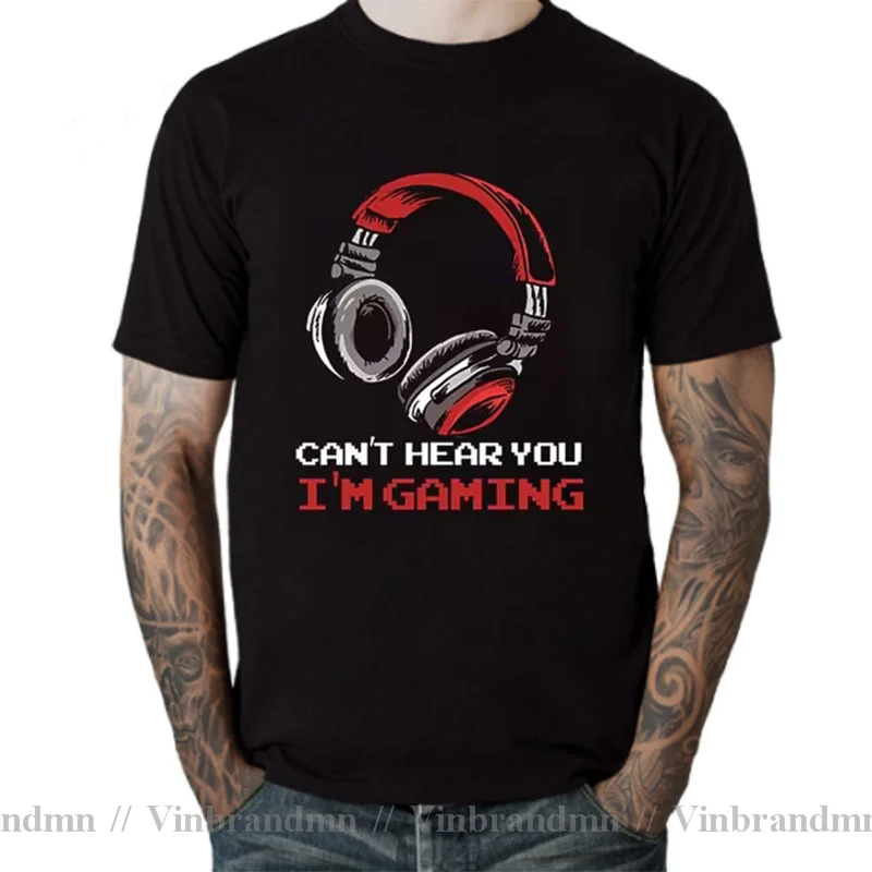 Vintage TShirt Can't Hear You I'm Gaming T shirt men PS4 PS5 Gamer Assertion Gift Idea T-Shirt High Quality Soft Tops Tees Homme