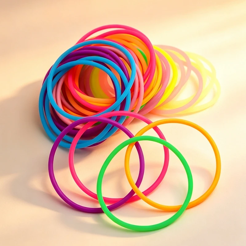 10pcs Fluorescent Gummy Silicone Night Glow Bracelets for Women Girls Rubber Wristband Bangle Elastic Hairband Scrunchie Gifts