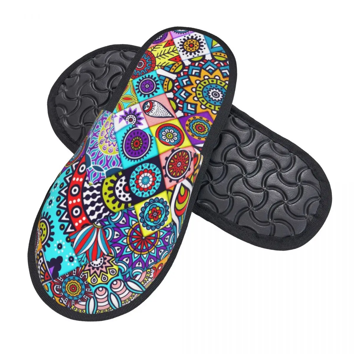 Custom African Ethnic Geometric Floral Design House Slippers Women Comfy Memory Foam Ankara Slip On Bedroom Slipper Shoes