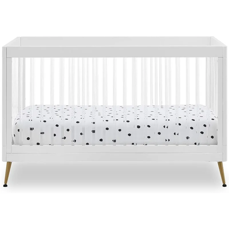 

Sloane 4-in-1 Acrylic Convertible Crib - Includes Conversion Rails, Bianca White w/Melted Bronze