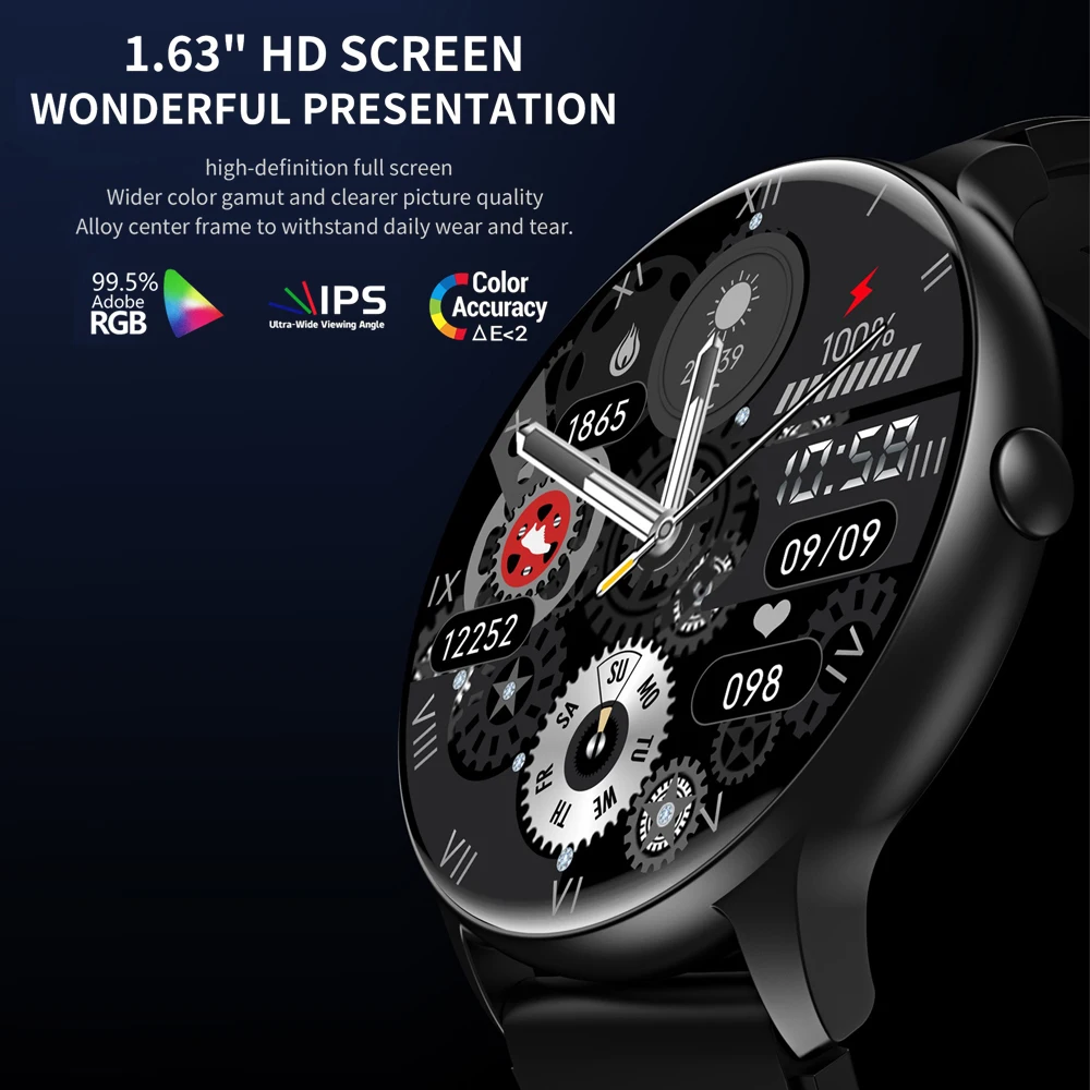 New Fashion 1.63" Sports Fitness Men Women Smart Watch Blue Tooth Call Heart Rate Blood Pressure Bracelet Waterproof Smartwatch