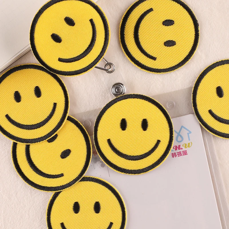 FZdiy Patches for Clothing Cartoon Smiling Face Thermoadhesive Patch Iron on Patches Embroidery Applique on Clothes