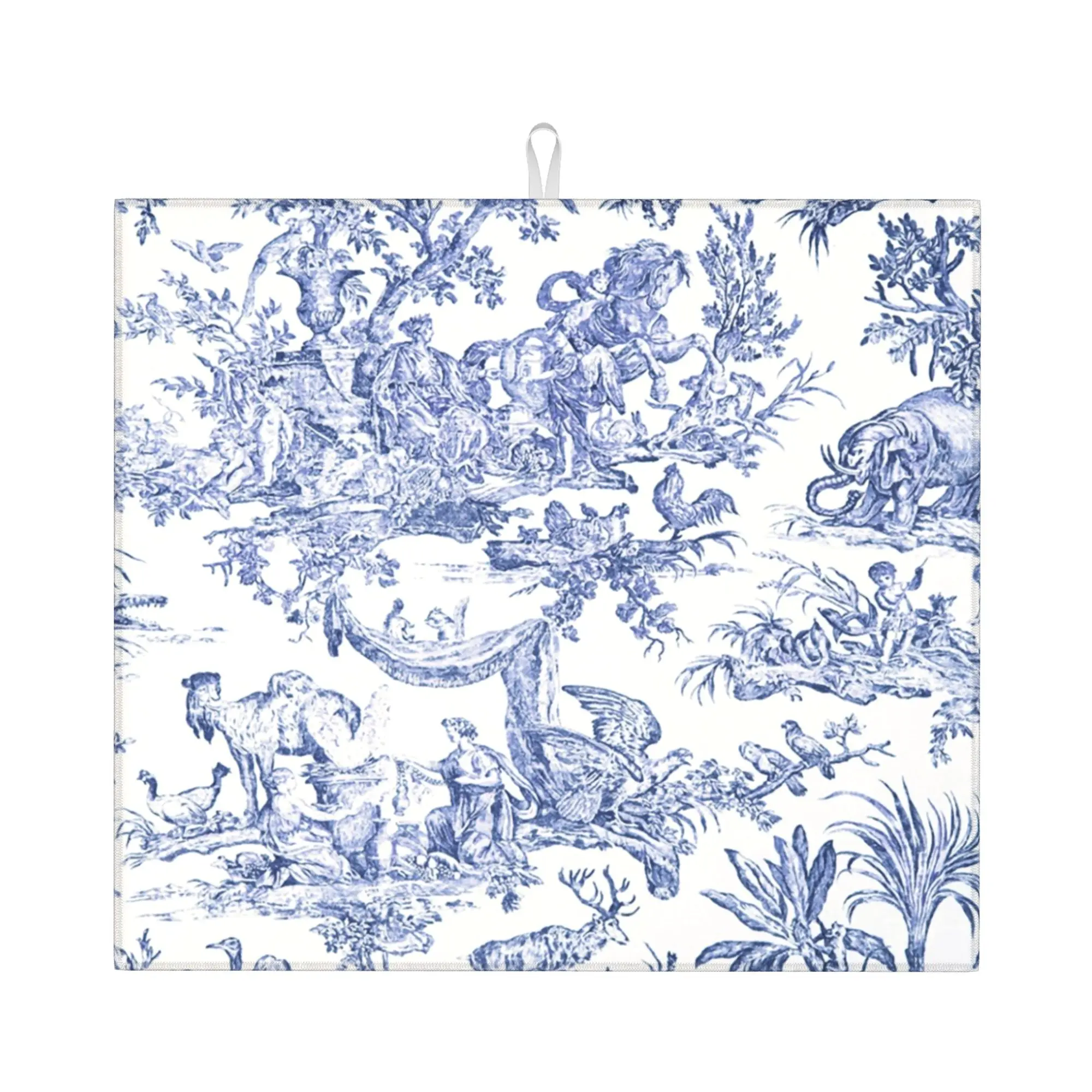 Drying Mat For Kitchen Toile De Jouy Barware Tableware Oil Proof Reusable  Washable Kitchen Sink Drying Pad