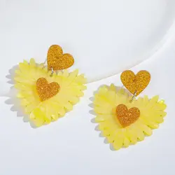 1 Pair Halloween Classic Fashion Acrylic Earrings Sparkling Shining Heart Shape Texture Fashion Jewellery Holiday Gifts