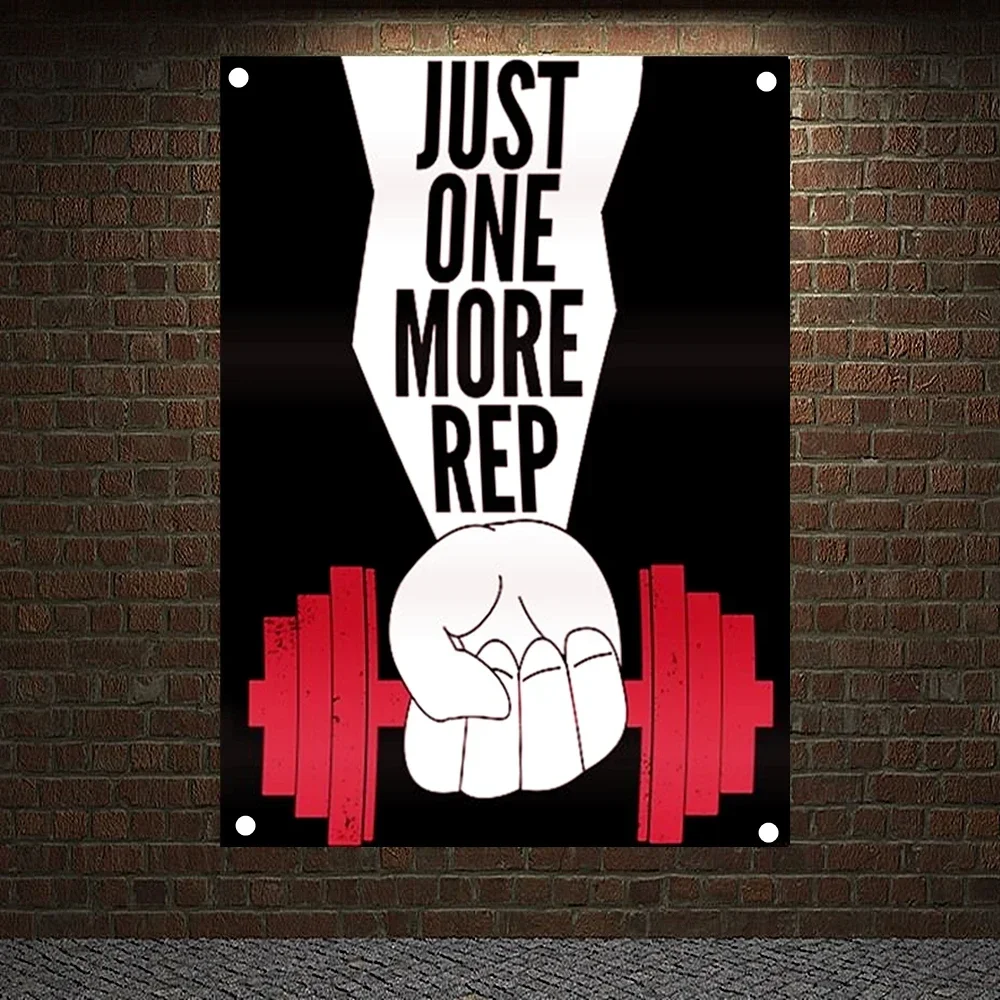 JUST ONE MORE REP Motivational Workout Posters Exercise Bodybuilding Banners Flags Wall Art Canvas Painting Tapestry Gym Decor