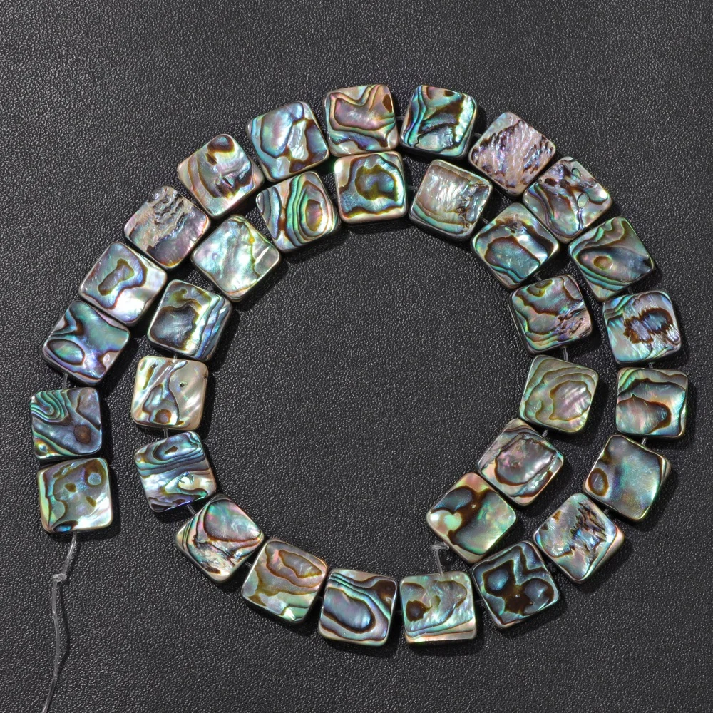 12mm Fashion Colorful Abalone Shell Beads Square Natural Shell Loose Beads Used for DIY Jewelry Making Necklace Bracelets