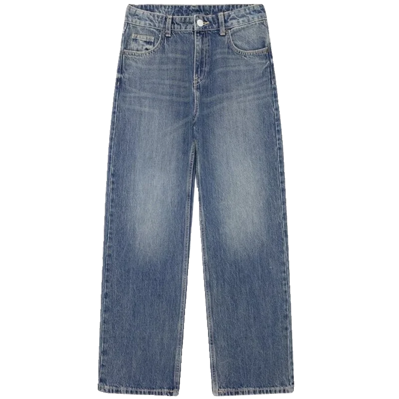 Plones Vaqueros de Pierna Recta de Cintura Media Versátiles y Adeazantes para Mujer, Primavera Verano 2024, Plones ...