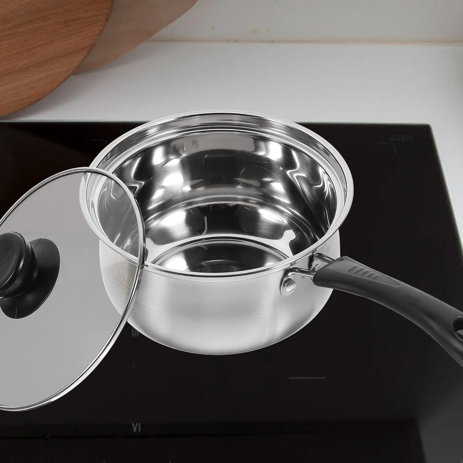 

Stainless Steel Food Cooking Milk Pot Saucepan Glass Stainless Steel Saucepan Lid Baby Food Cooking Pot Kitchen Cookware