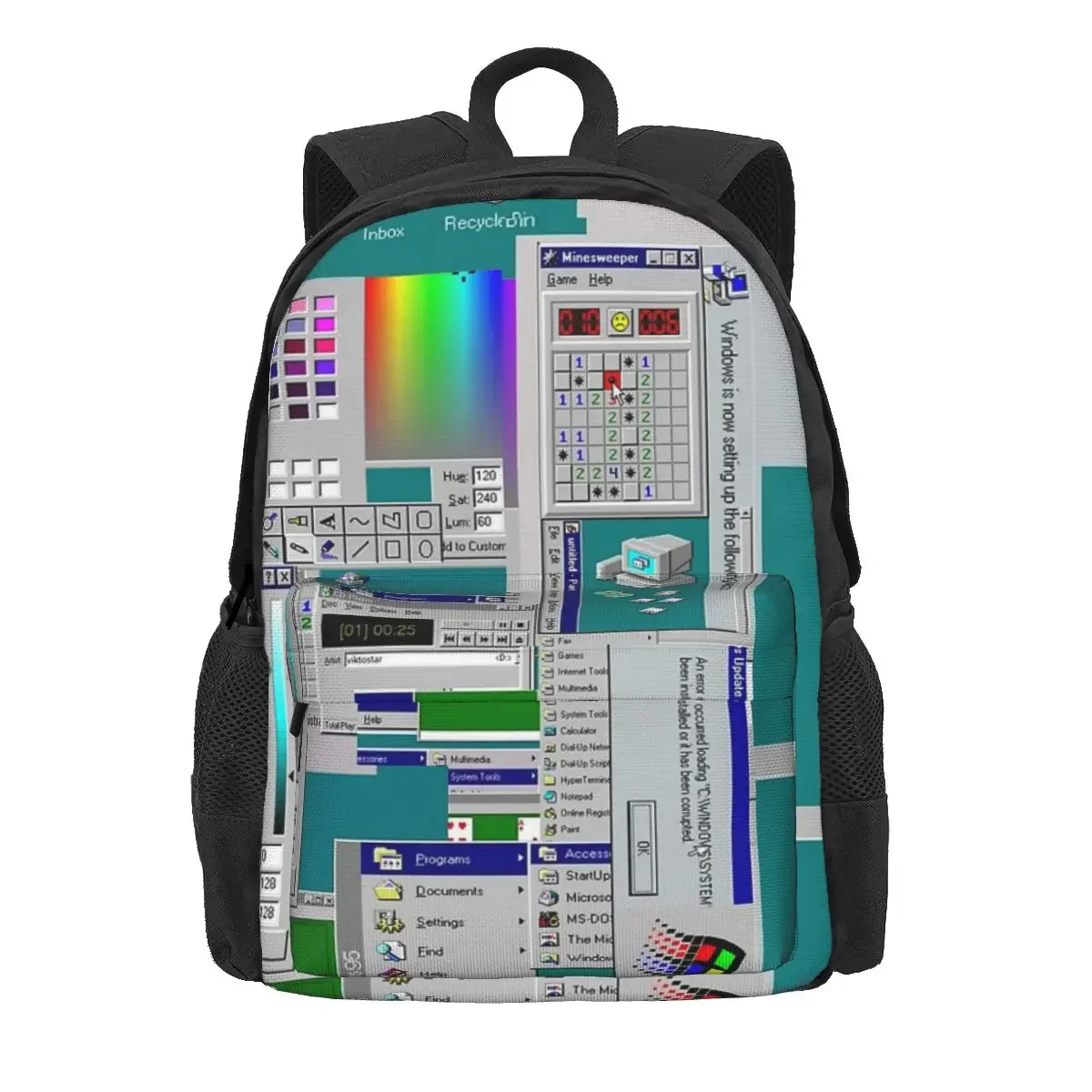 Sac à dos de collage Windows 95 pour garçons et filles, cartable pour étudiants, sacs d'école, sac à dos de dessin animé pour enfants, sac à dos de voyage lancé