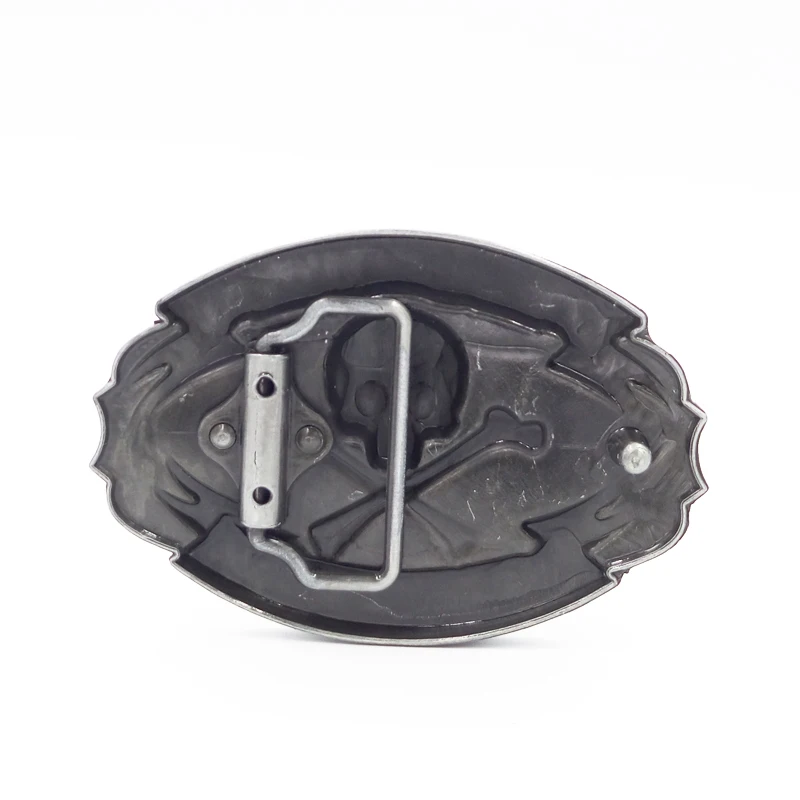 Cheapify Dropship Oval Cool Western Cowboys Punk Wing Biker Rodeo Cross Skull Fire Belt Buckles untuk Pria