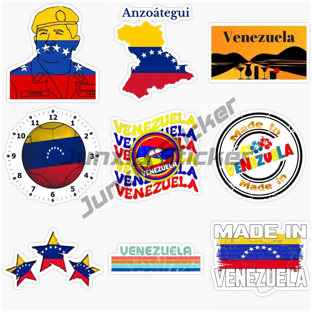 

Venezuela Flag Emblem Vinyl Pattern Car Stickers Skateboarding Waterproof Camping Vehicle JDM Decorative Stickers