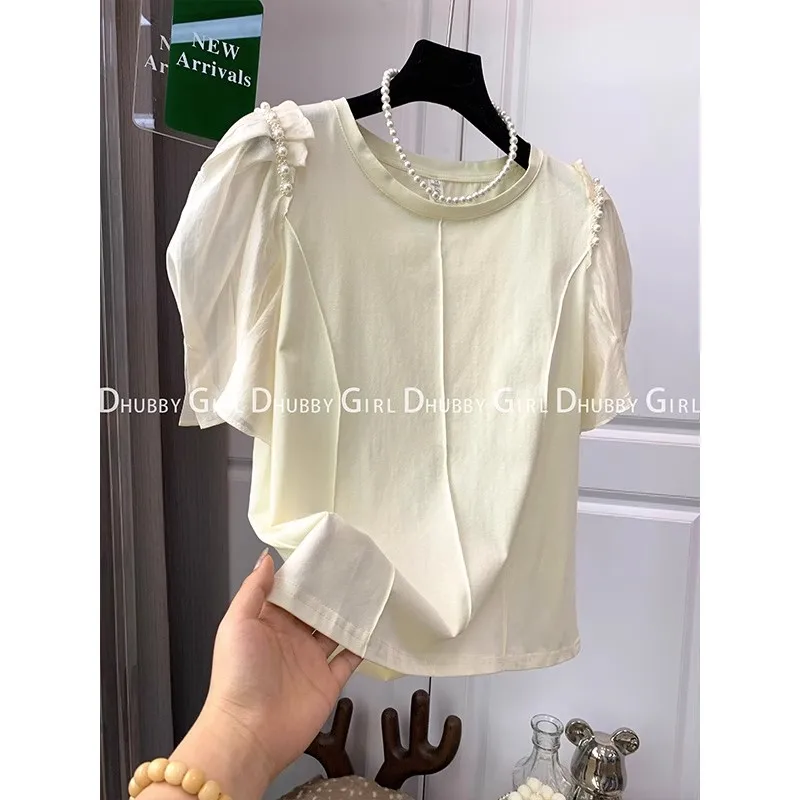 Women Vintage Black Casual Basic Blouse Fly-Sleeve Loose Off Shoulder Puff Sleeve Loose Elegant Tops Shirt