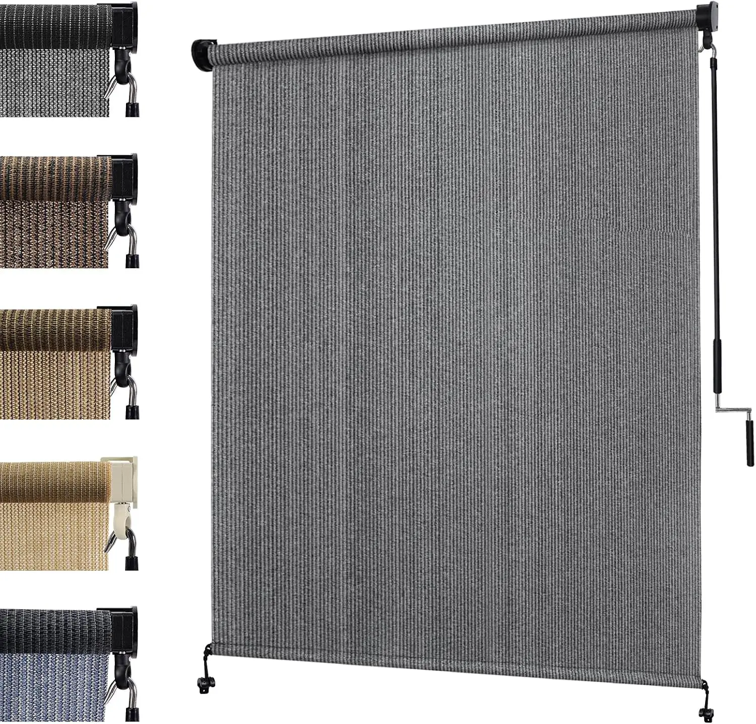12'(W) x8'(H) Light Grey Outdoor Roller Shade for Patio | UV Protection Outdoor Blinds Screens, Cordless Exterior Roll Up Sun Sh