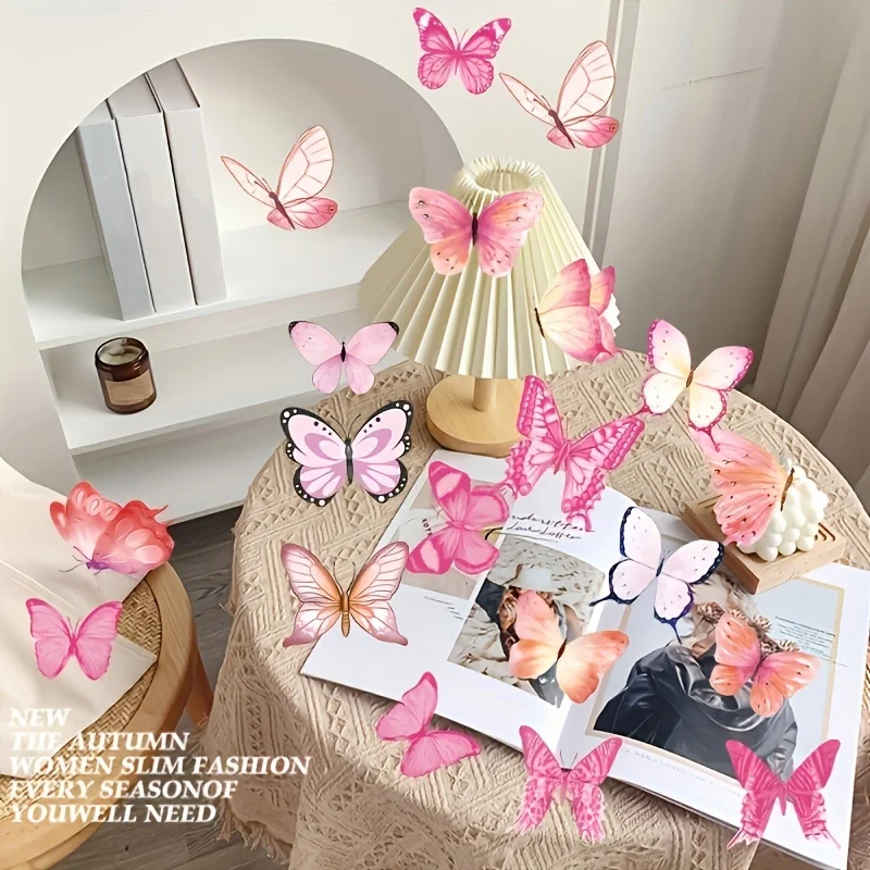 2 Sheets PET Colorful Waterproof Butterfly Decorative Stickers for Laptop Scrapbook