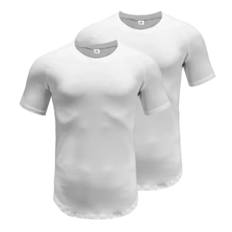 Plain Summer Casual Clothing Mens Slim Fit Sports Short Sleeve T-shirts Quick-dry Absorb Sweat Elastic Tops Gym Fitness Shirts